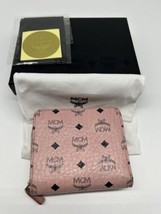 MCM Pink Leather Monogram Mini Zip Around Wallet With Box - $200.00