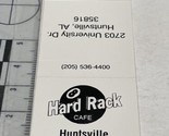 Vintage Matchbook Cover  Hard Rack Cafe  Huntsville, AL  gmg  Unstruck - $12.38