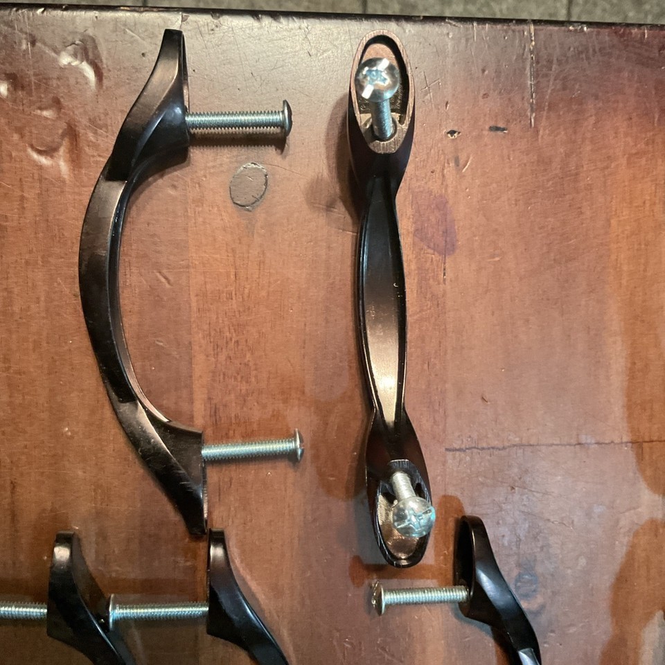 Lot 8 Bronze Tone Twisted Metal Cabinet Door Pulls Handles Mount Screws 3” Apart Item image 10