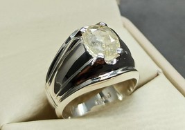 925 Sterling Silver Certified White 6ct Sapphire Gemstone Christmas Mens Ring - £168.89 GBP