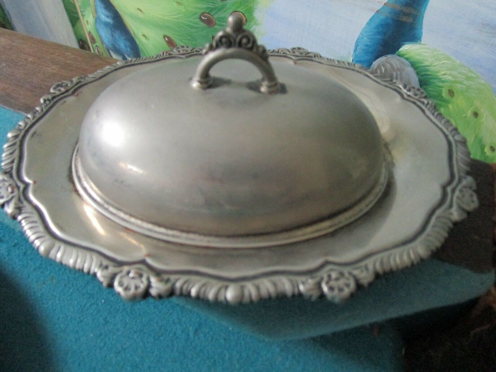 Primary image for REED AND BARTON SILVERPLATE TRAY AND COVERED BUTTER DISH 