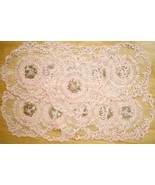 Vintage Estate Lot 7 Textile Dusty Rose Pink Sage Green Floral Lace Doil... - $47.87 CAD