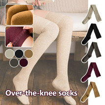 Women Wool Cashmere Over Knee Thigh High Socks Warm Knitted Thigh Stockings - £6.88 GBP