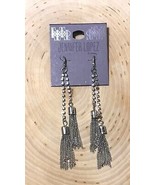 JENNIFER LOPEZ RHINESTONE &amp; CHAIN DANGLE EARRINGS SILVER TONE - €12,75 EUR