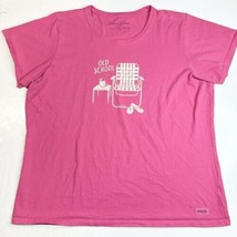 Life Is Good Tshirt XXL Pink Old School Crusher Graphic Tee Beach Chair ... - £14.34 GBP