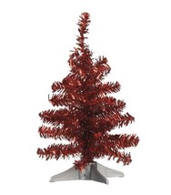 Primitives By Kathy Tinsel Miniature Christmas Tree 12 inch Red Metallic  - £10.35 GBP