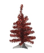 Primitives By Kathy Tinsel Miniature Christmas Tree 12 inch Red Metallic  - £10.23 GBP