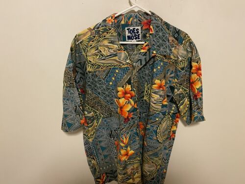 Primary image for Toes on the Nose VINTAGE Floral    XL Hawaiian Aloha Shirt
