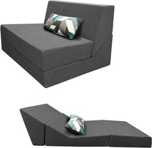 Memory Foam Folding Sofa Couch Bed With Pillow Sleeper Lazy Chair, Dark ... - $186.99