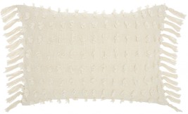 Tassel Detailed White Lumbar Pillow - £37.37 GBP