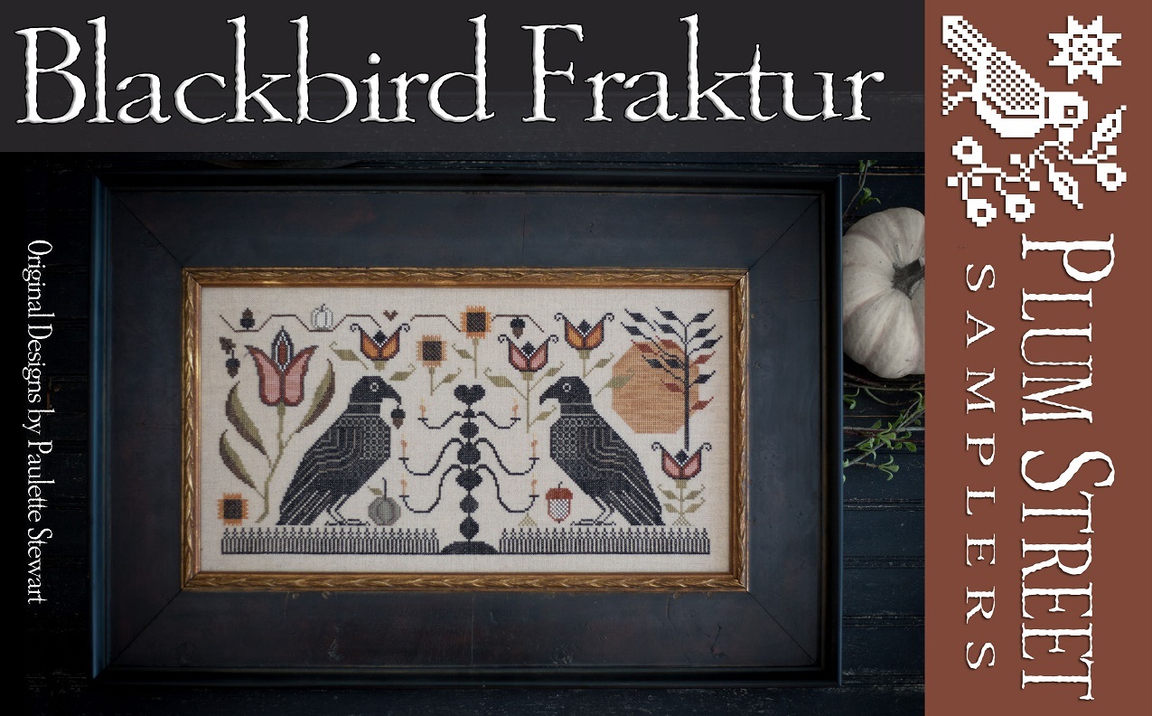 Blackbird Fraktur cross stitch chart Plum Street Samplers  - $12.60