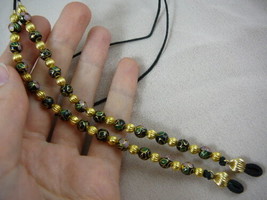 #E-59) Black Cloisonné 12 bead Eyeglass leash holder chain Wow - £21.32 GBP
