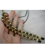 #E-59) Black Cloisonné 12 bead Eyeglass leash holder chain Wow - £21.32 GBP