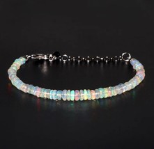 Ethiopian Opal Smooth Rondelle Bracelet, October Birthstone Jewelry - £34.00 GBP+