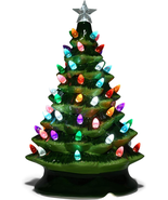 Imports Happy Hollydays 13&quot; Vintage Lighted Ceramic Christmas Tree Holid... - $1,269.11 MXN