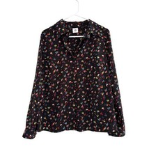 Cabi Confetti Ferris Long Sleeve Blouse Black Abstract Button Front Small - £15.71 GBP