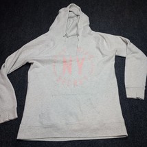 Victoria Secret NY Hoodie Women Medium Gray Pullover Notched V Neck Sweater - £14.52 GBP