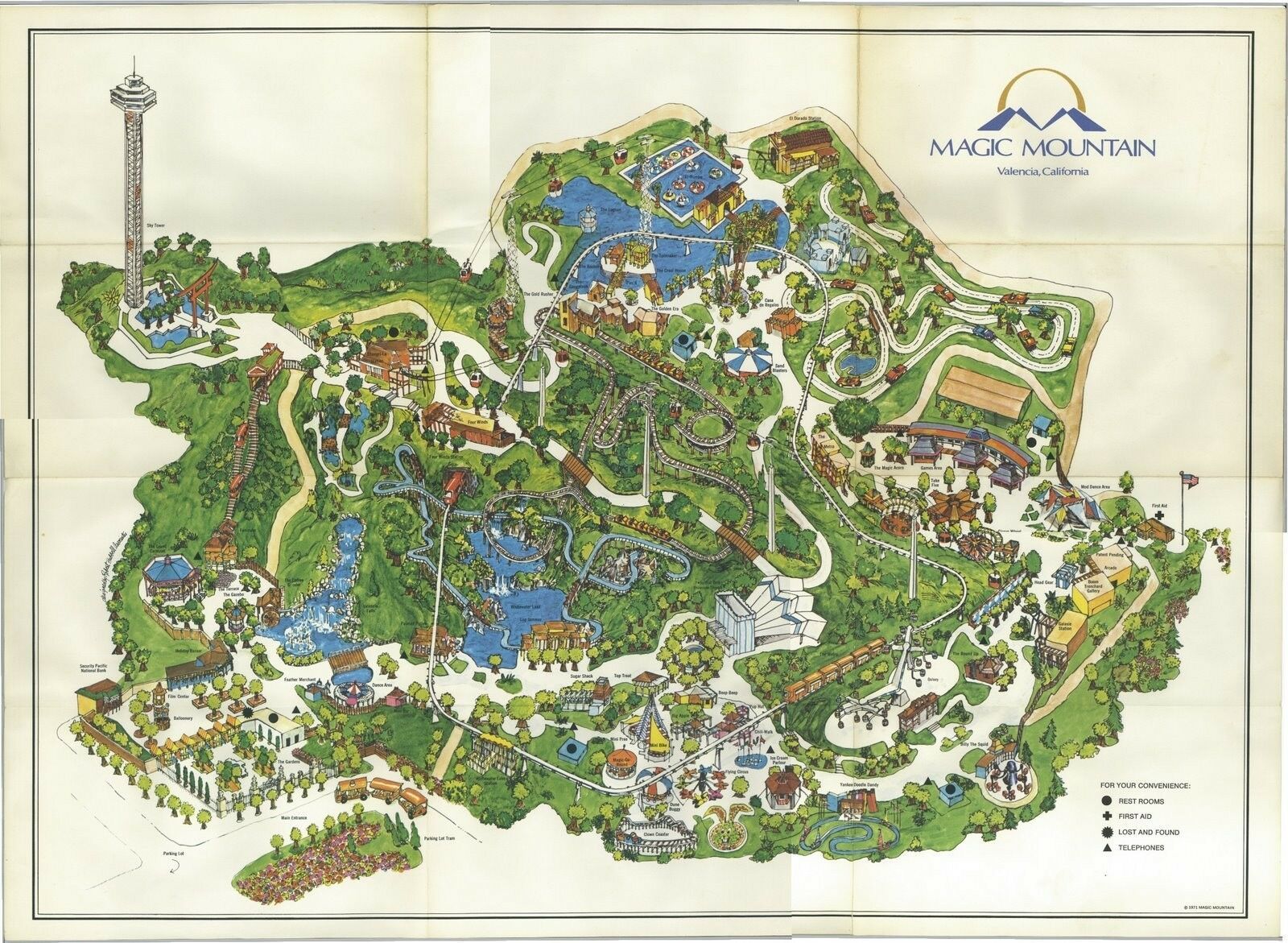 Magic Mountain Map 1971 POSTER 24 X 36 Inches Beautiful  Nostalgia Disneyland - $19.94
