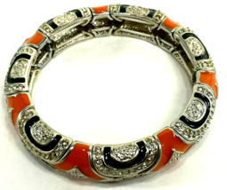 Metal Crystal Stretch Bracelet - Orange/Black - £39.27 GBP