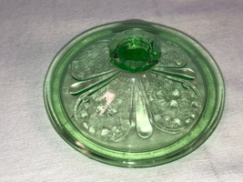 Green Cherry Blossom Sugar Lid Depression Glass Mint - $24.99