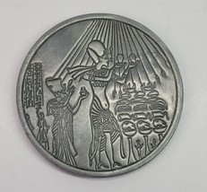 VTG Ancient Egyptian Hieroglyphics Token Pewter Medal Coin Round Coaster Rare - £15.10 GBP