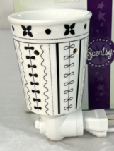 Scentsy Bud Plug in Warmer Retired White Black Pot Garden Aromatherapy - $11.29