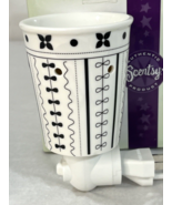Scentsy Bud Plug in Warmer Retired White Black Pot Garden Aromatherapy - £8.84 GBP