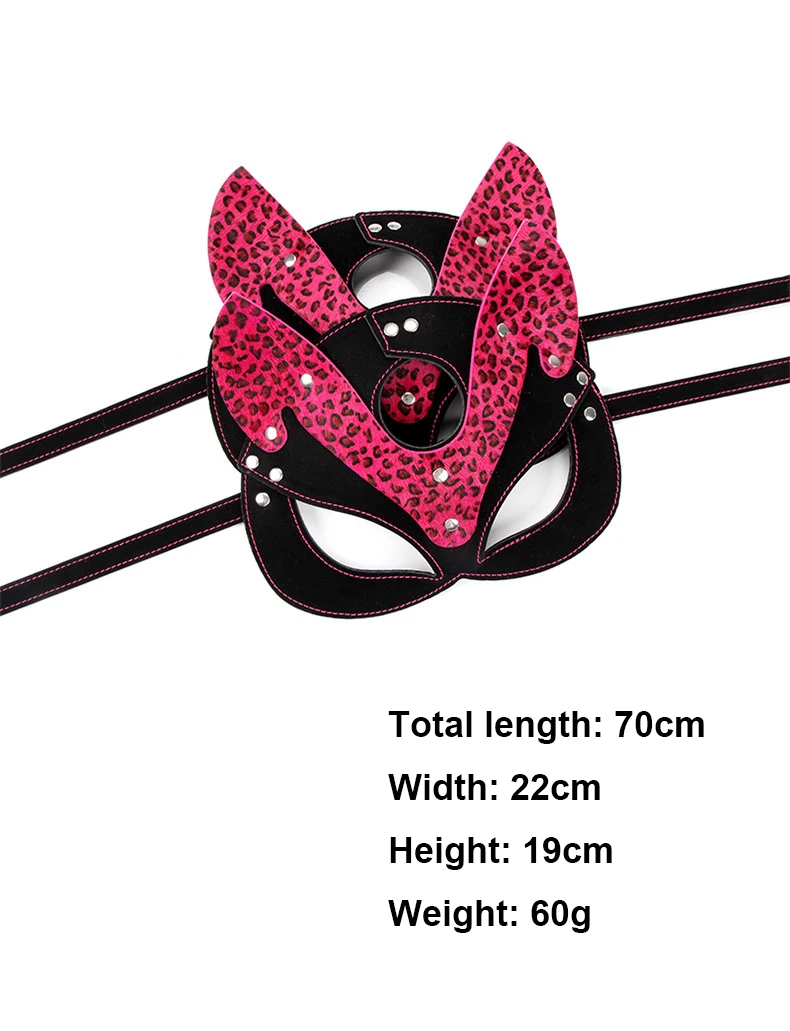 House Home Mature Women Toyy Leopard Mask Half face Fox Cosplay Genuine Leather  - £28.95 GBP