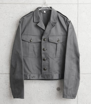 Vintage 1960s Dutch Army grey ike jacket short Military coat cropped style - £24.03 GBP