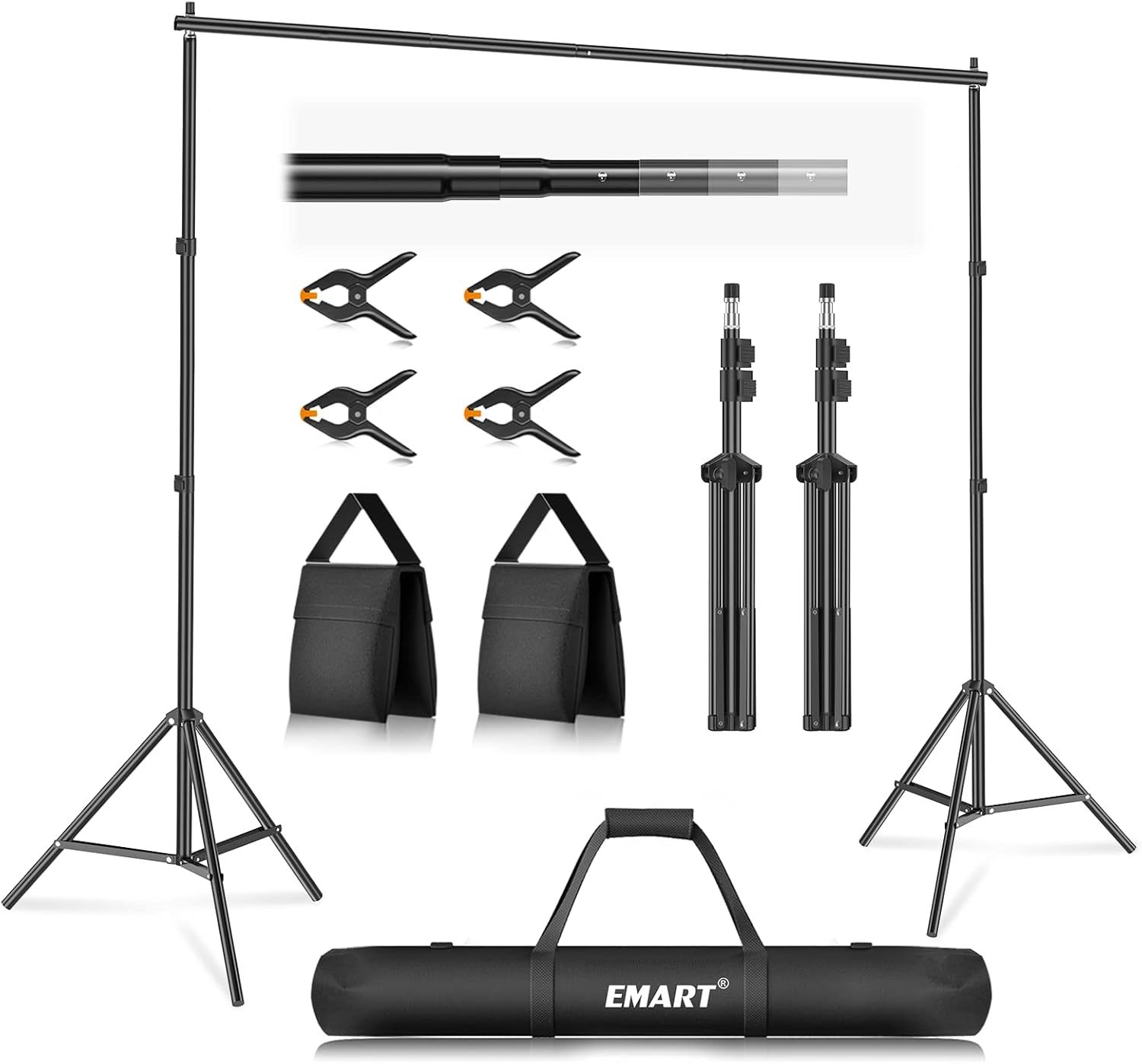 Adjustable Background Stand Backdrop Support System Kit With Carry Bag F... - $43.99