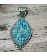 Vintage Rare Jay King DTR 925 Sterling Silver Turquoise Mosaic Pendant S... - £110.27 GBP