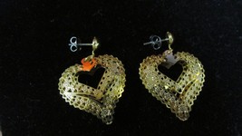 &quot;Double Open Heart - Laser Cut Design&quot;&quot; - Pierced Earrings - Gold TONE-VALENTINE - $8.89