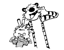 Calvin and Hobbes Making Faces, Black vinyl, sticker decal Decal Laptop Decal - £4.77 GBP