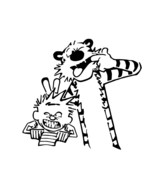 Calvin and Hobbes Making Faces, Black vinyl, sticker decal Decal Laptop Decal - $7.00