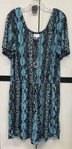 NWT LuLaRoe Large Teal &amp; Black Snakeskin Xanthe Romper W/Pockets &amp; Drawstring - £37.89 GBP