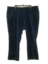 Ralph Lauren LRL Womens 3X Blue Velour Pants with Pockets Cotton 44X26 - $27.67