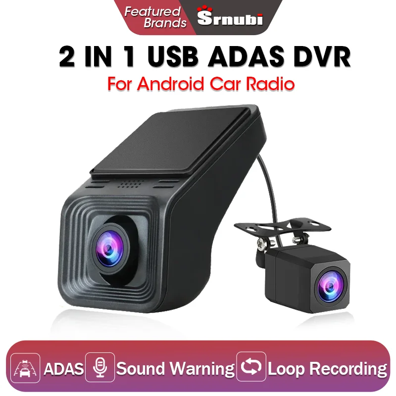 Srnubi 170 hd adas dash cam car radio usb dvr front and rear automatic recording camera thumb200