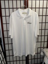 DONALD ROSS Golf Polo short sleeve Trimmer Style Moisture Sz L White LOGO - $14.85