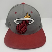 Mitchell &amp; Ness Miami Heat Grey Red Flames Snapback Hat CAP UNDER BILL H... - $15.22