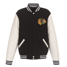 NHL Chicago Blackhawks Reversible Fleece Jacket PVC Sleeves 2 Front Logos  JHD - £95.89 GBP