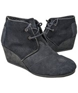 Toms Black Suede Wedge Booties Ankle Boots Womens Size 9 300415 Shoes - £28.31 GBP