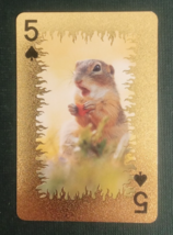Animal-Themed Golden Foil PVC Mini Playing Card Chipmunk 5 Spades - $1.84