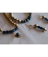 Vintage Blue Faceted Plastic Beads Gold-Tone Necklace, Bracelet, Earring... - £10.98 GBP