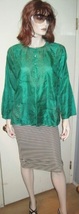 Vintage 70s Green Embroided HIPPIE ETHNIC India Style long Sleeve Shirt ... - $19.99