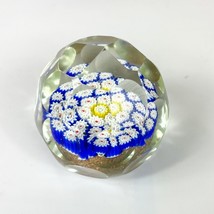 Murano Glass Fratelli Toso Faceted Blue Millefiori Copper Avventurine Paperweigh - $39.59