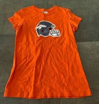 Denver Broncos NFL Team Women&#39;s Orange Short Sleeve T-Shirt Sparkled Helmet L - £9.94 GBP