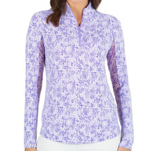 NWT Ladies IBKUL Abstract Skin Lavender Long Sleeve Mock Golf Shirt Size Small - £47.18 GBP