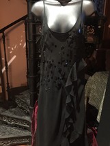 Vintage Black Sheer Crepe Flapper Slip Cocktail Evening Dress - £51.75 GBP