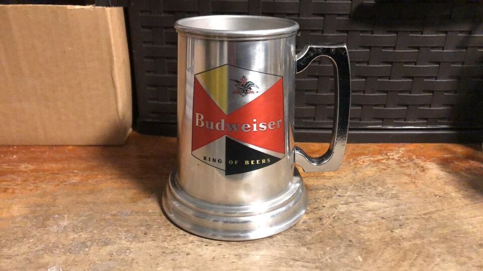 BUDWEISER KING OF BEERS BEER ALE BEER GLASS BOTTOM STEIN - $21.84