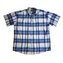 Pendleton Blue Plaid Short Sleeve 100% Cotton Shirt Size XL - $24.70